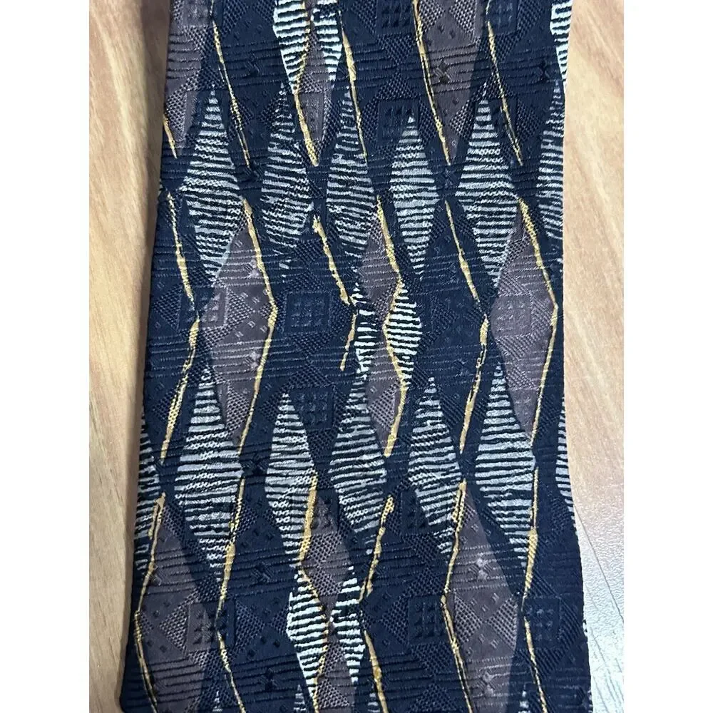 JZ Richards Edward's Michigan Silk Tie Hand Made USA Geometric Diamond Vintage